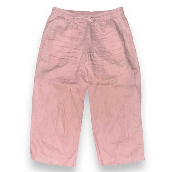 NWOT 100% Linen Size Small Dusty Rose Crop Pants - Picture 3 of 5